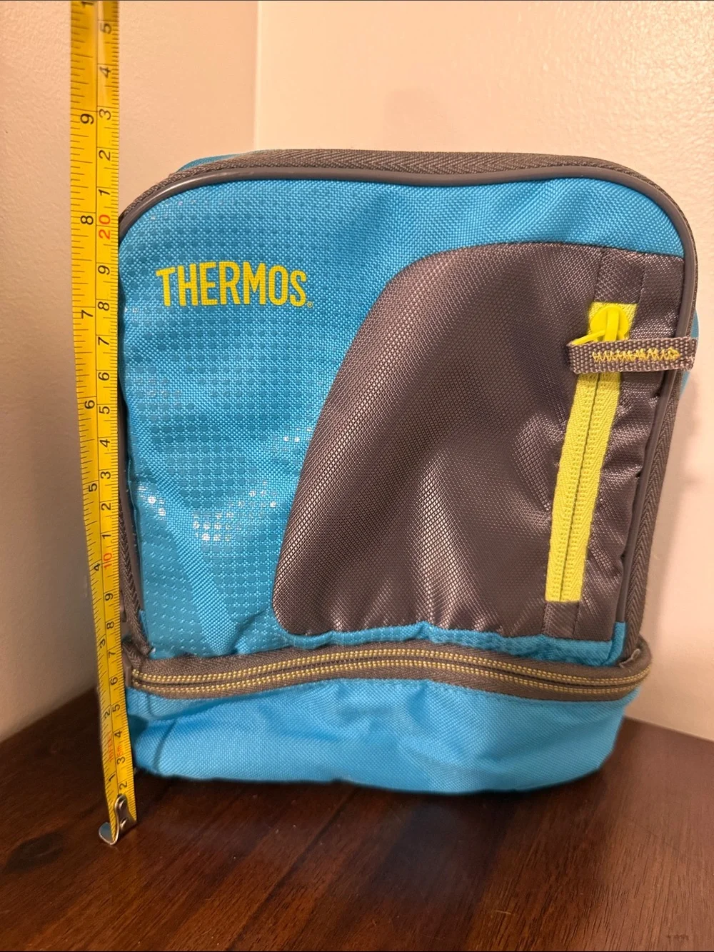 Thermos Dual Compartment Lunch Box Blue Gray Green Insulated Cooler Mesh Pocket
